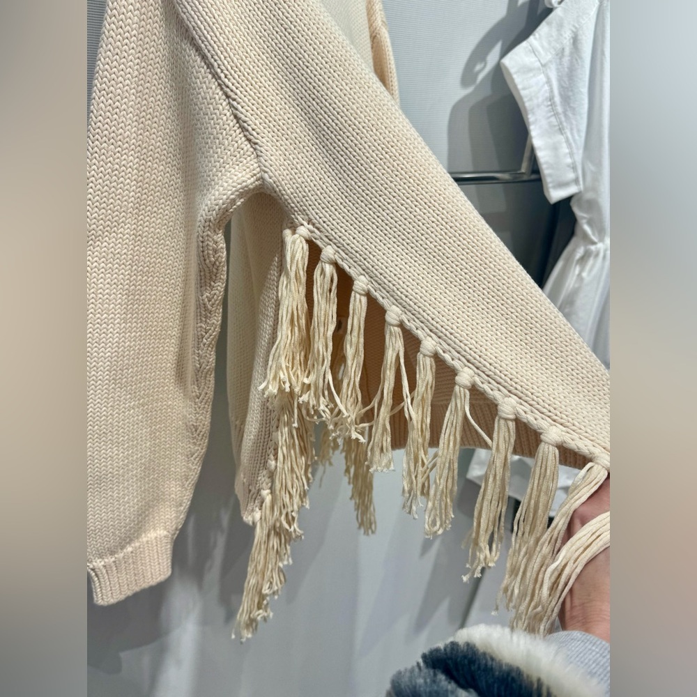 Brand New Never Been worn Young Fabulous & Broke fringe sweater in color cream - Picture 8 of 10